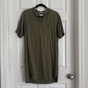 LL Bean Signature Linen Dress Small Olive Green